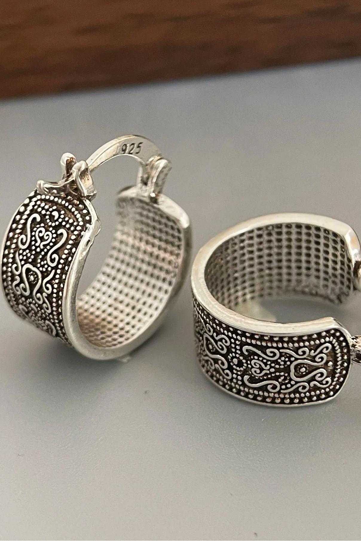 New York's Fashion 925 Sterling Silver Earrings For Women Trendy Simple Retro Flower Earring Jewelry Prevent Allergy Party Accessories