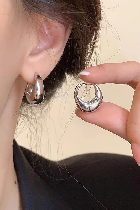 925 Sterling Silver Vintage Round Earrings For Women Trendy Metal Hoop Earring Jewelry Prevent Allergy Party Accessories Gifts