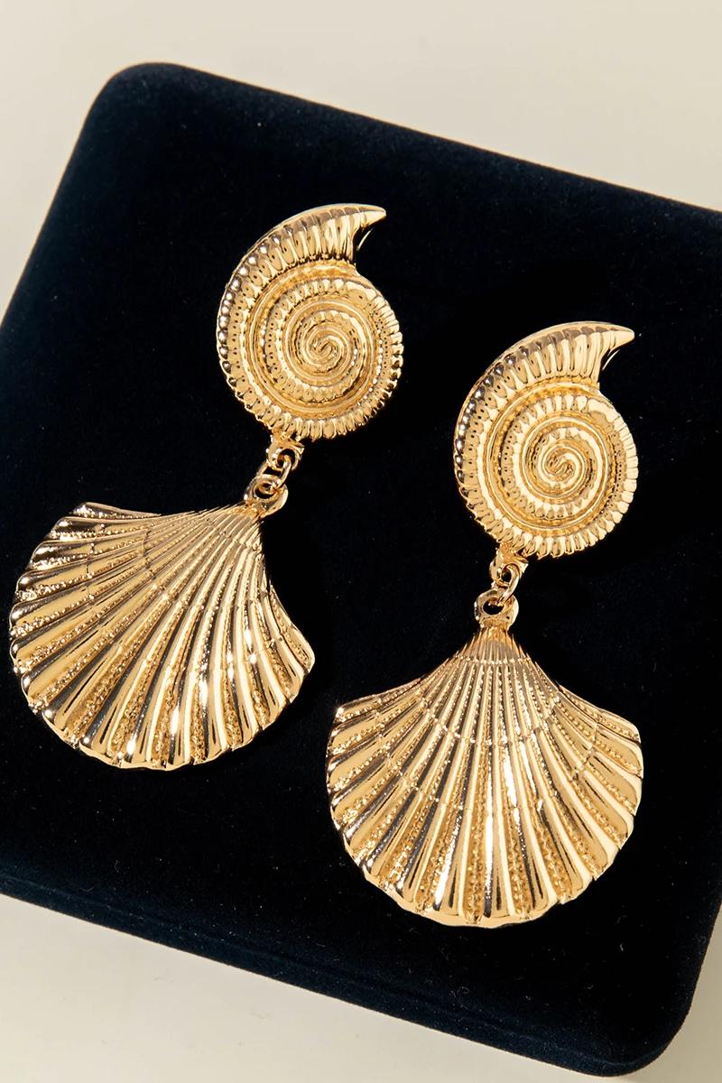 Tocona Bohemian Metal Sea Star Shell Pendant Earrings Suitable for Women Beach Vacation Fashion Asymmetric Earrings Jewelry